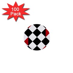 Survace Floor Plaid Bleck Red White 1  Mini Buttons (100 Pack) 