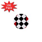 Survace Floor Plaid Bleck Red White 1  Mini Buttons (100 pack)  Front