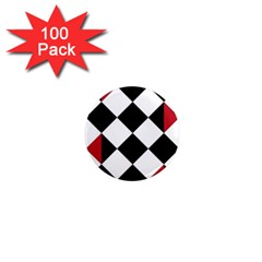 Survace Floor Plaid Bleck Red White 1  Mini Magnets (100 Pack)  by Mariart