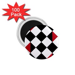 Survace Floor Plaid Bleck Red White 1 75  Magnets (100 Pack) 