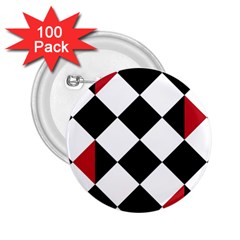 Survace Floor Plaid Bleck Red White 2 25  Buttons (100 Pack)  by Mariart