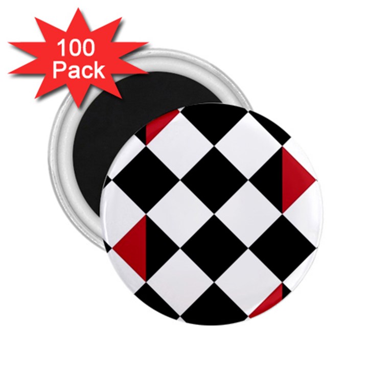 Survace Floor Plaid Bleck Red White 2.25  Magnets (100 pack) 