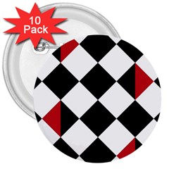 Survace Floor Plaid Bleck Red White 3  Buttons (10 Pack)  by Mariart