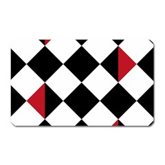 Survace Floor Plaid Bleck Red White Magnet (rectangular) by Mariart