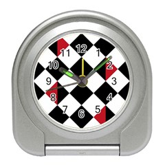 Survace Floor Plaid Bleck Red White Travel Alarm Clocks by Mariart