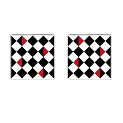 Survace Floor Plaid Bleck Red White Cufflinks (square) by Mariart