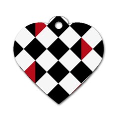 Survace Floor Plaid Bleck Red White Dog Tag Heart (one Side) by Mariart