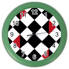 Survace Floor Plaid Bleck Red White Color Wall Clocks by Mariart