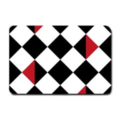 Survace Floor Plaid Bleck Red White Small Doormat  by Mariart