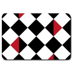 Survace Floor Plaid Bleck Red White Large Doormat  by Mariart