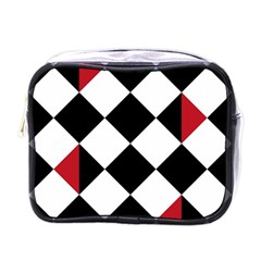 Survace Floor Plaid Bleck Red White Mini Toiletries Bags by Mariart