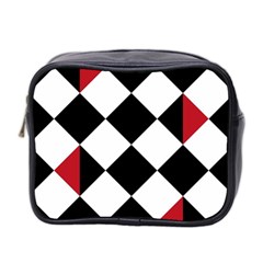 Survace Floor Plaid Bleck Red White Mini Toiletries Bag 2-side