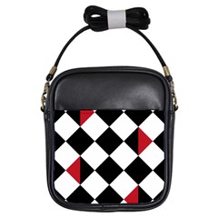 Survace Floor Plaid Bleck Red White Girls Sling Bags by Mariart