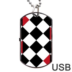 Survace Floor Plaid Bleck Red White Dog Tag Usb Flash (two Sides)