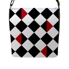 Survace Floor Plaid Bleck Red White Flap Messenger Bag (l) 