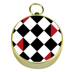 Survace Floor Plaid Bleck Red White Gold Compasses