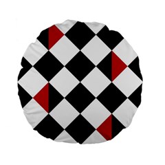 Survace Floor Plaid Bleck Red White Standard 15  Premium Flano Round Cushions