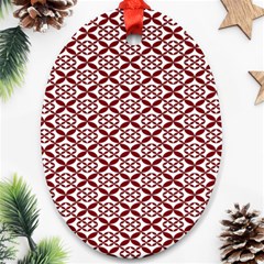 Pattern Kawung Star Line Plaid Flower Floral Red Ornament (oval) by Mariart