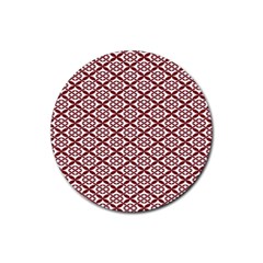 Pattern Kawung Star Line Plaid Flower Floral Red Rubber Coaster (round)  by Mariart