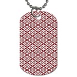 Pattern Kawung Star Line Plaid Flower Floral Red Dog Tag (Two Sides) Front