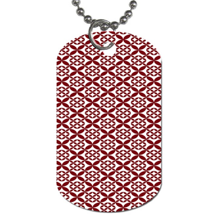 Pattern Kawung Star Line Plaid Flower Floral Red Dog Tag (Two Sides)