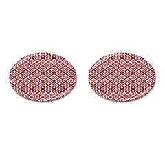 Pattern Kawung Star Line Plaid Flower Floral Red Cufflinks (oval) by Mariart