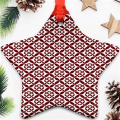 Pattern Kawung Star Line Plaid Flower Floral Red Star Ornament (two Sides) by Mariart