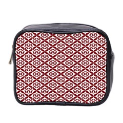 Pattern Kawung Star Line Plaid Flower Floral Red Mini Toiletries Bag 2-side by Mariart