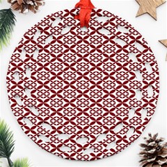 Pattern Kawung Star Line Plaid Flower Floral Red Ornament (round Filigree) by Mariart