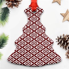 Pattern Kawung Star Line Plaid Flower Floral Red Christmas Tree Ornament (two Sides) by Mariart