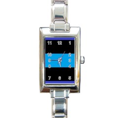 Tomboy Playboy Flag Blue Black Mline Rectangle Italian Charm Watch by Mariart