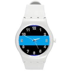 Tomboy Playboy Flag Blue Black Mline Round Plastic Sport Watch (m) by Mariart