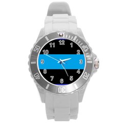 Tomboy Playboy Flag Blue Black Mline Round Plastic Sport Watch (l) by Mariart