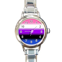 Sychnogender Techno Genderfluid Flags Wave Waves Chevron Round Italian Charm Watch by Mariart