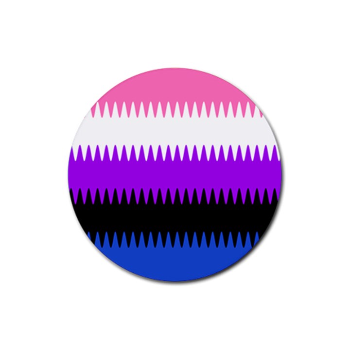 Sychnogender Techno Genderfluid Flags Wave Waves Chevron Rubber Coaster (Round) 