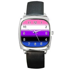 Sychnogender Techno Genderfluid Flags Wave Waves Chevron Square Metal Watch by Mariart