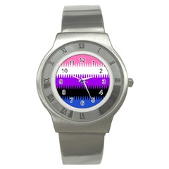 Sychnogender Techno Genderfluid Flags Wave Waves Chevron Stainless Steel Watch