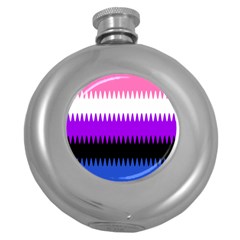 Sychnogender Techno Genderfluid Flags Wave Waves Chevron Round Hip Flask (5 Oz) by Mariart