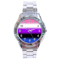 Sychnogender Techno Genderfluid Flags Wave Waves Chevron Stainless Steel Analogue Watch by Mariart