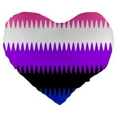 Sychnogender Techno Genderfluid Flags Wave Waves Chevron Large 19  Premium Heart Shape Cushions by Mariart