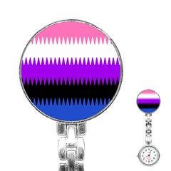 Sychnogender Techno Genderfluid Flags Wave Waves Chevron Stainless Steel Nurses Watch by Mariart