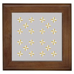 Syrface Flower Floral Gold White Space Star Framed Tiles by Mariart