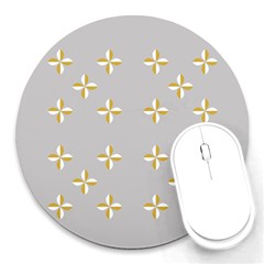 Syrface Flower Floral Gold White Space Star Round Mousepads