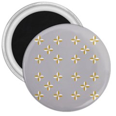 Syrface Flower Floral Gold White Space Star 3  Magnets