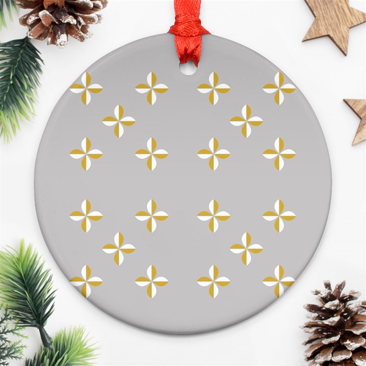 Syrface Flower Floral Gold White Space Star Ornament (Round)