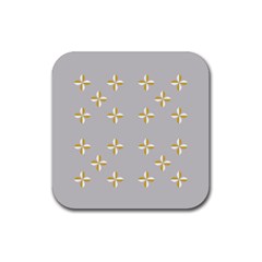 Syrface Flower Floral Gold White Space Star Rubber Coaster (square)  by Mariart