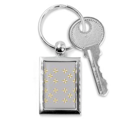 Syrface Flower Floral Gold White Space Star Key Chains (rectangle) 