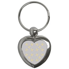 Syrface Flower Floral Gold White Space Star Key Chains (heart)  by Mariart