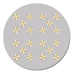 Syrface Flower Floral Gold White Space Star Magnet 5  (Round) Front