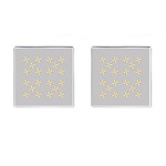 Syrface Flower Floral Gold White Space Star Cufflinks (Square) Front(Pair)